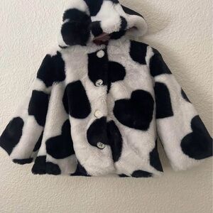 MACYS BRAND FIRST IMPRESSION WINTER HEART PRINT FUZZY COAT TODDLERS